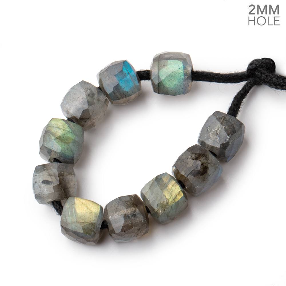 8mm Labradorite 2mm Large Hole Faceted Cube Beads Set of 10 (ONLINE ORDER ONLY)