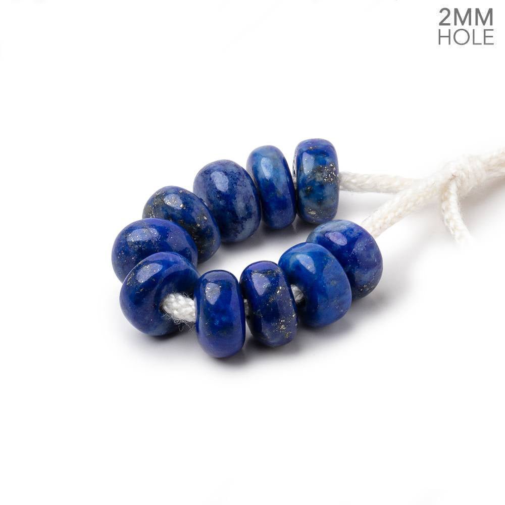 8mm Lapis Lazuli 2mm Large Hole Plain Rondelle Set of 10 (ONLINE ORDER ONLY)