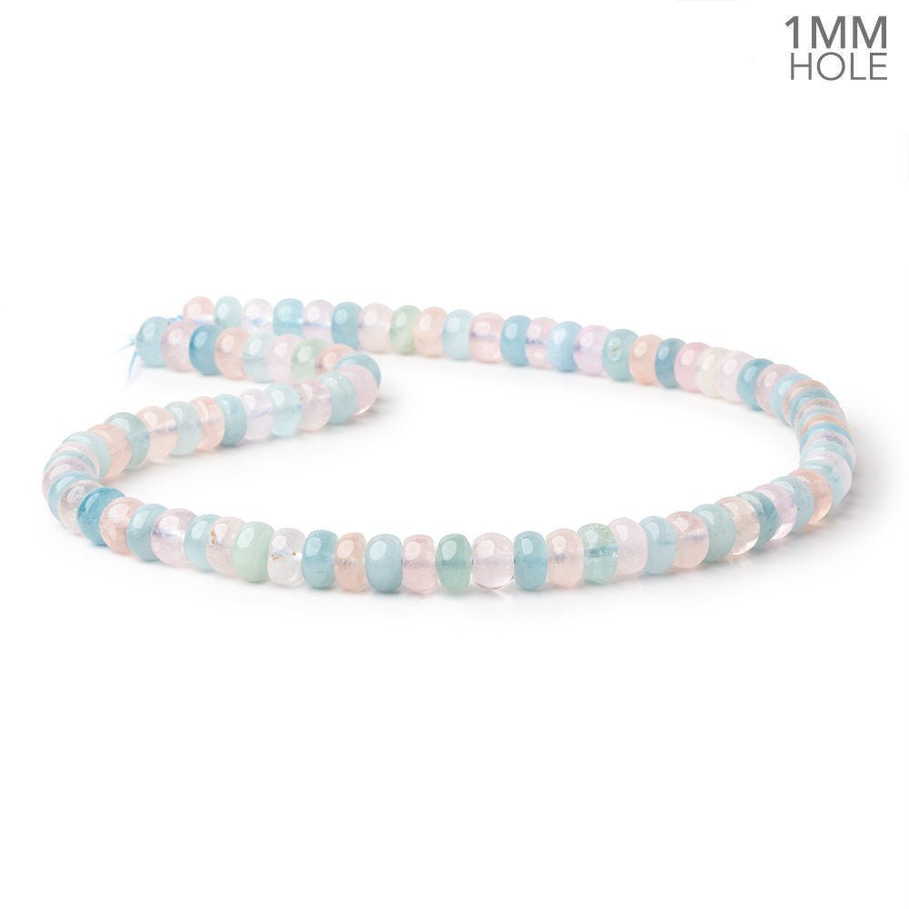 8mm Multi Color Beryl Plain Rondelle 16 inch 87 Beads 1mm Drill Hole
