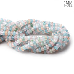 8mm Multi Color Beryl Plain Rondelle 16 inch 87 Beads 1mm Drill Hole