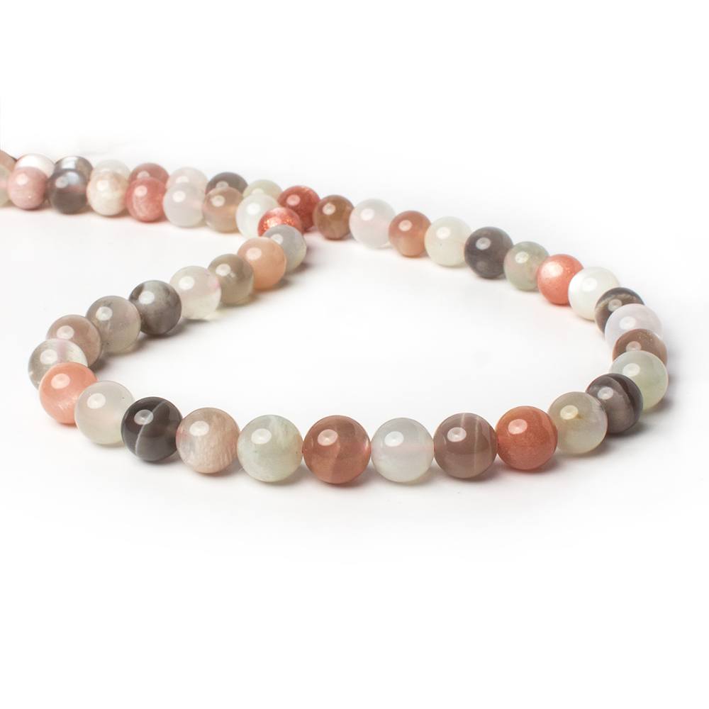 8mm Multi Color Moonstone Plain Rounds 16 inch 50 beads AA (ONLINE ORDER ONLY)