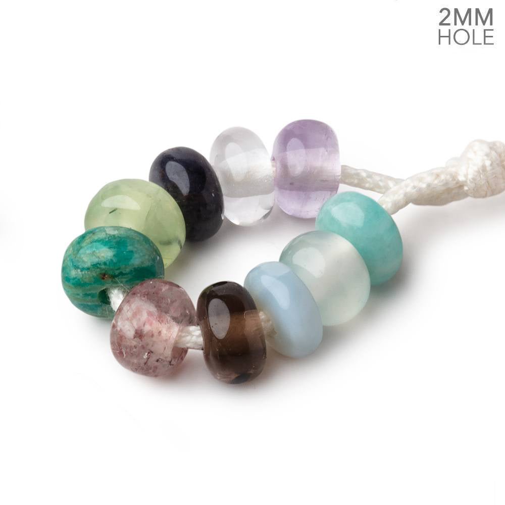 8mm Multi Gemstone 2mm Large Hole Plain Rondelle Set of 10 (ONLINE ORDER ONLY)