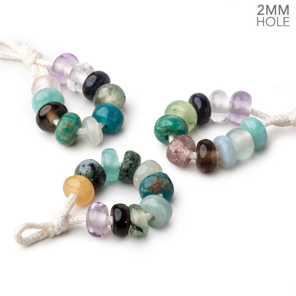 8mm Multi Gemstone 2mm Large Hole Plain Rondelle Set of 10 (ONLINE ORDER ONLY)