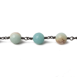 8mm MultiColor Amazonite faceted round Black Gold chain by the foot 23 pcs (ONLINE ORDER ONLY)