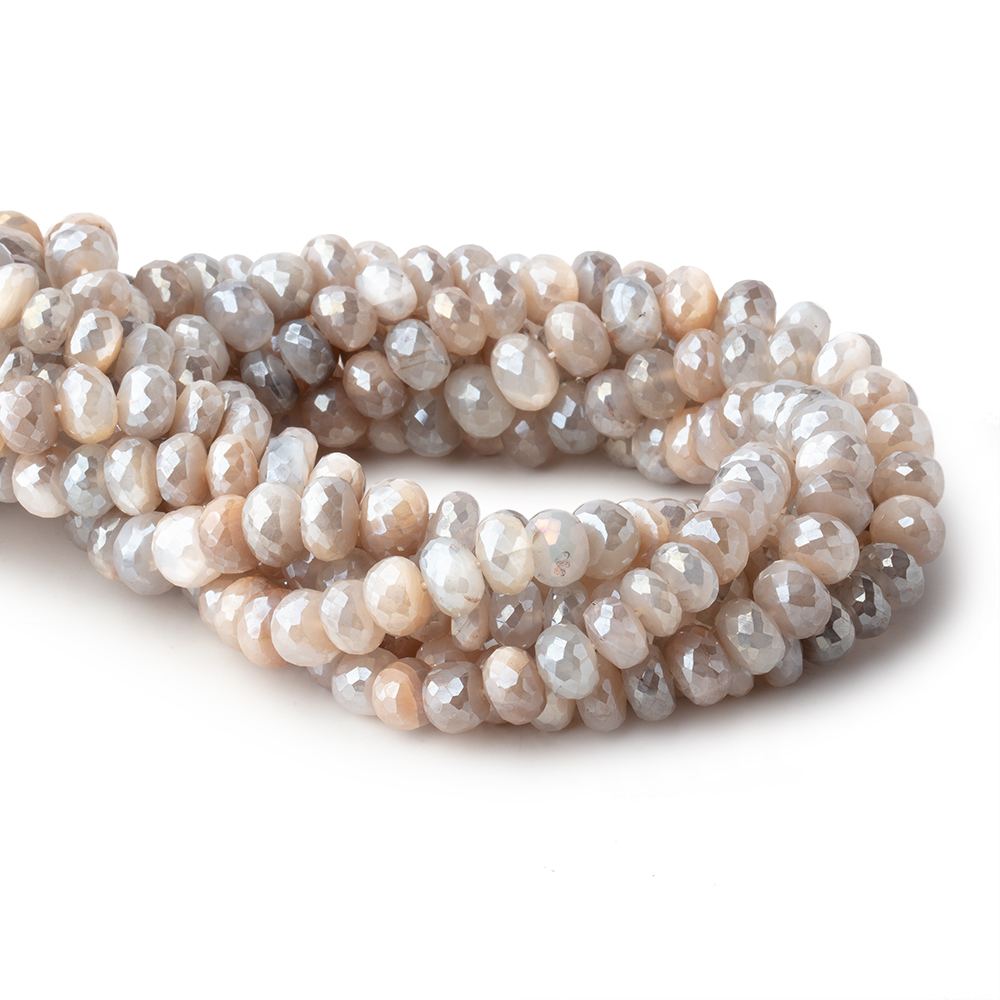 8mm Mystic Multi Color Moonstone faceted rondelles 14 inch 58 pieces (ONLINE ORDER ONLY)