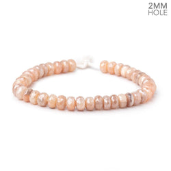 8mm Mystic Peach Moonstone 2mm Large Hole Faceted Rondelles 8 inch 40 Beads (ONLINE ORDER ONLY)