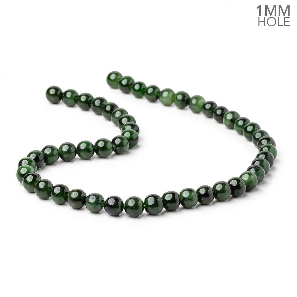 8mm Nephrite Jade Plain Round Beads 15 inch 48 pieces 1mm Hole (ONLINE ORDER ONLY)