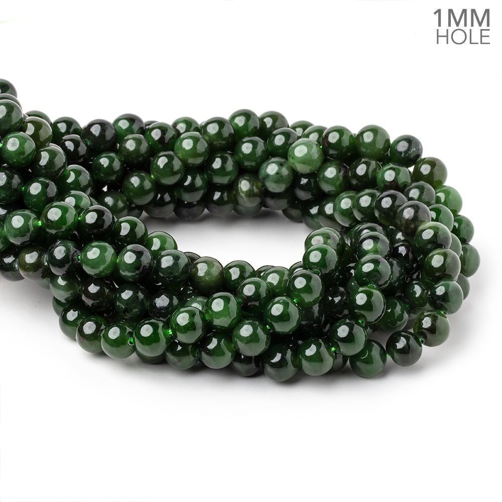 8mm Nephrite Jade Plain Round Beads 15 inch 48 pieces 1mm Hole (ONLINE ORDER ONLY)