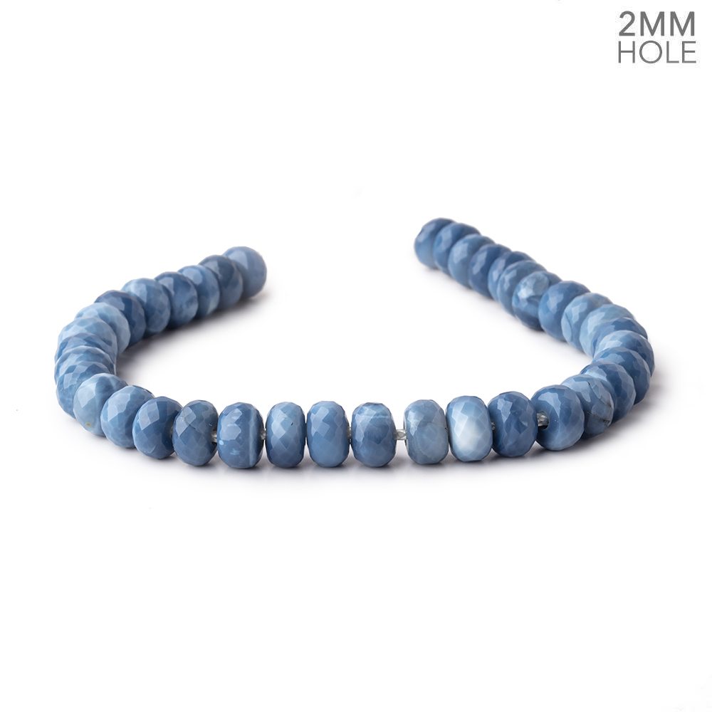 8mm Owyhee Denim Blue Opal 2mm Large Hole Faceted Rondelles 8 inch 40 Beads (ONLINE ORDER ONLY)