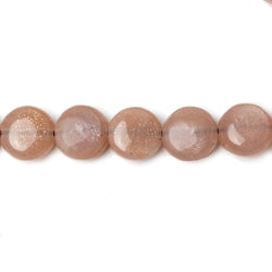 8mm Peachy Brown Moonstone Plain Coins 16 inch 50 beads AA (ONLINE ORDER ONLY)