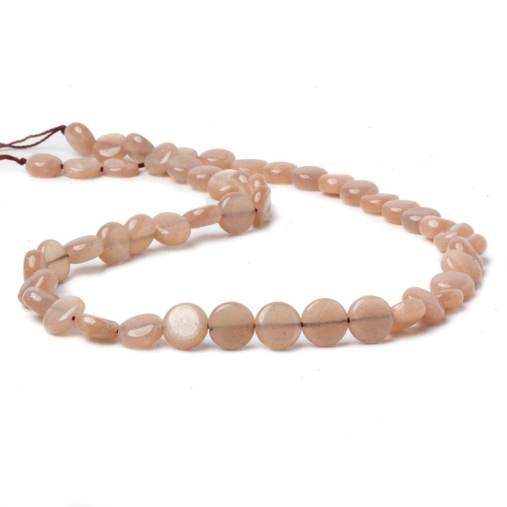 8mm Peachy Brown Moonstone Plain Coins 16 inch 50 beads AA (ONLINE ORDER ONLY)
