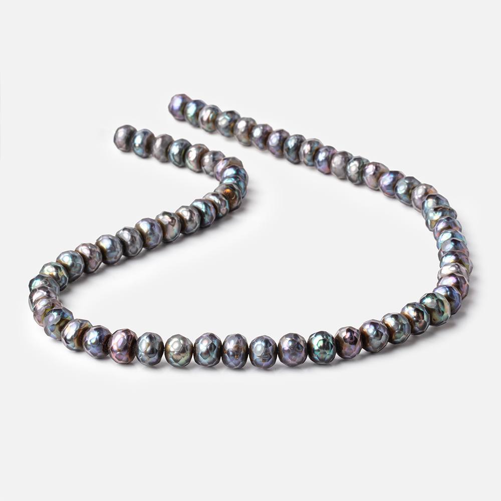 8mm Peacock Faceted Button Freshwater Pearls 16 inch 64 pieces (ONLINE ORDER ONLY)