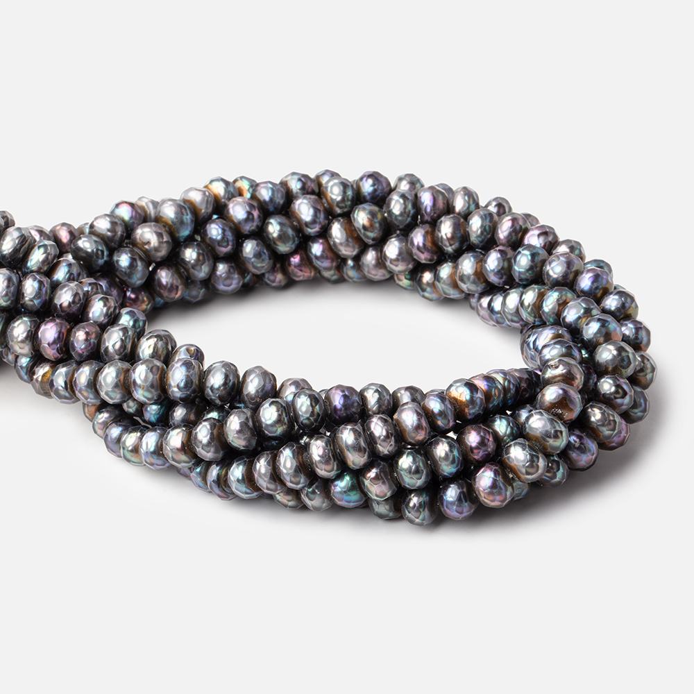 8mm Peacock Faceted Button Freshwater Pearls 16 inch 64 pieces (ONLINE ORDER ONLY)