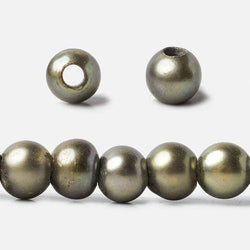 8mm Peacock Green Large Hole Off Round Freshwater Pearl 2.5mm drill hole, 15 inch, 64 pieces (ONLINE ORDER ONLY)