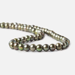 8mm Peacock Green Large Hole Off Round Freshwater Pearl 2.5mm drill hole, 15 inch, 64 pieces (ONLINE ORDER ONLY)