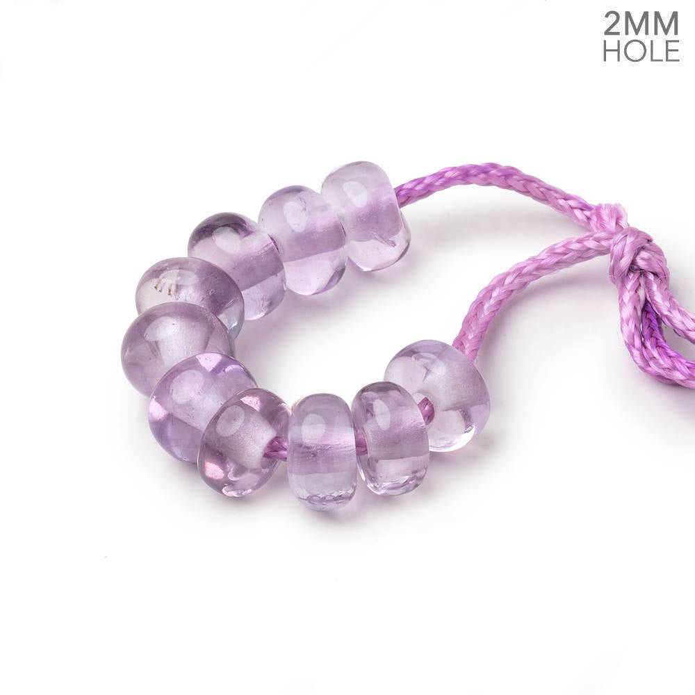 8mm Pink Amethyst 2mm Large Hole Plain Rondelle Set of 10 (ONLINE ORDER ONLY)
