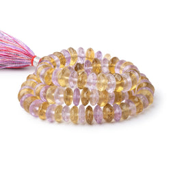 8mm Pink Amethyst & Whiskey Quartz German Faceted Rondelles 16 inch 103 Beads (ONLINE ORDER ONLY)