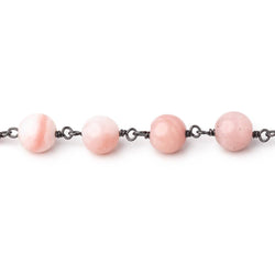 8mm Pink Peruvian Opal Plain Round Beads on Black Gold over .925 Silver Chain (ONLINE ORDER ONLY)