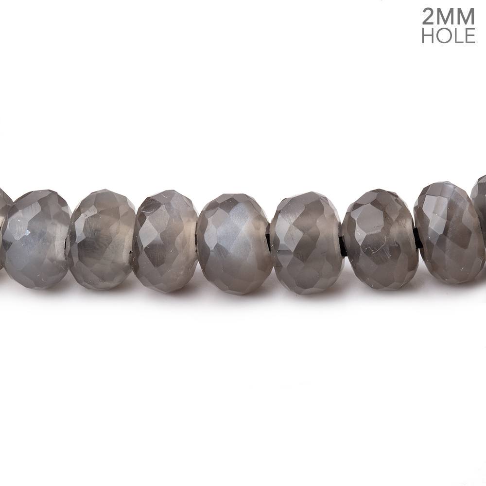 8mm Platinum Grey Moonstone 2mm Large Hole Faceted Rondelles 7 inch 36 Beads (ONLINE ORDER ONLY)
