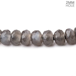 8mm Platinum Grey Moonstone 2mm Large Hole Faceted Rondelles 7 inch 36 Beads (ONLINE ORDER ONLY)
