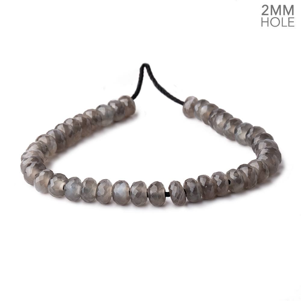 8mm Platinum Grey Moonstone 2mm Large Hole Faceted Rondelles 7 inch 36 Beads (ONLINE ORDER ONLY)