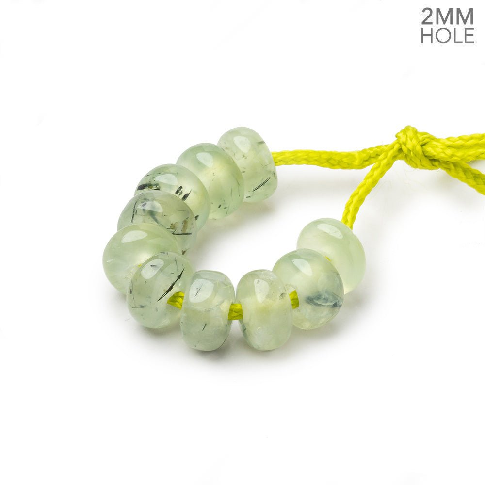 8mm Prehnite 2mm Large Hole Plain Rondelle Set of 10