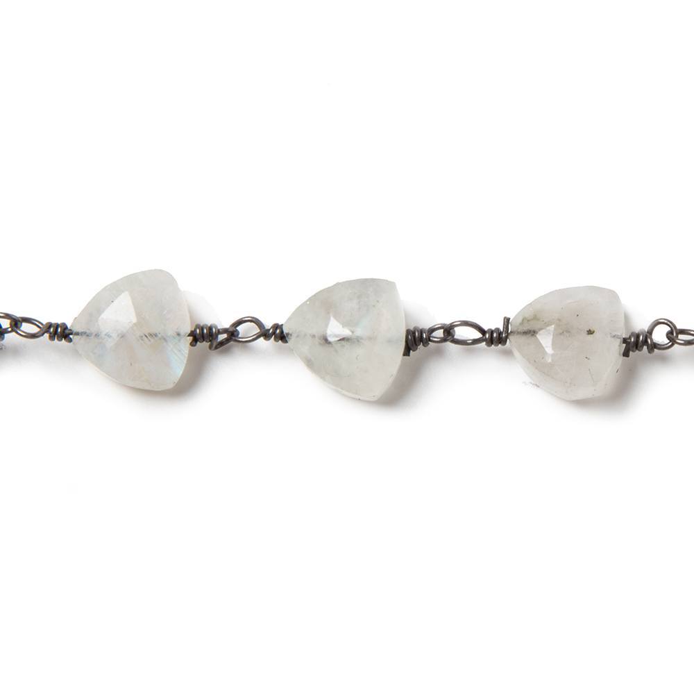 8mm Rainbow Moonstone triangle Black Gold plated Chain by the foot 22pcs (ONLINE ORDER ONLY)