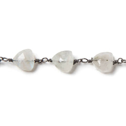 8mm Rainbow Moonstone triangle Black Gold plated Chain by the foot 22pcs (ONLINE ORDER ONLY)