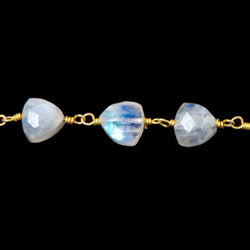 8mm Rainbow Moonstone triangle Gold plated Chain by the foot 22pcs (ONLINE ORDER ONLY)