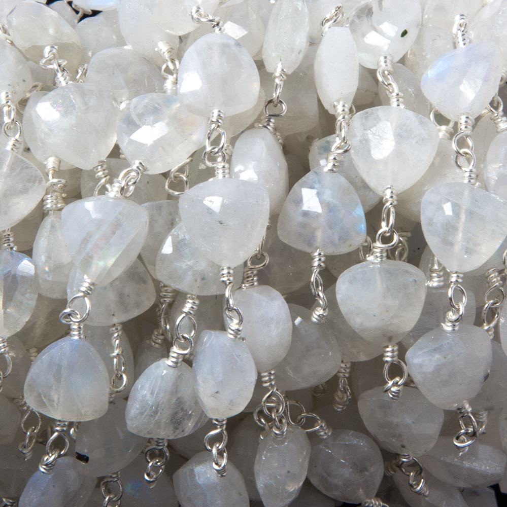 8mm Rainbow Moonstone triangle Silver plated Chain by the foot 22pcs (ONLINE ORDER ONLY)