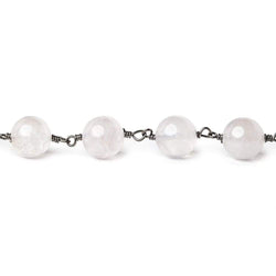8mm Rose Quartz plain round Black Gold plated Chain by the foot 22 pieces (ONLINE ORDER ONLY)