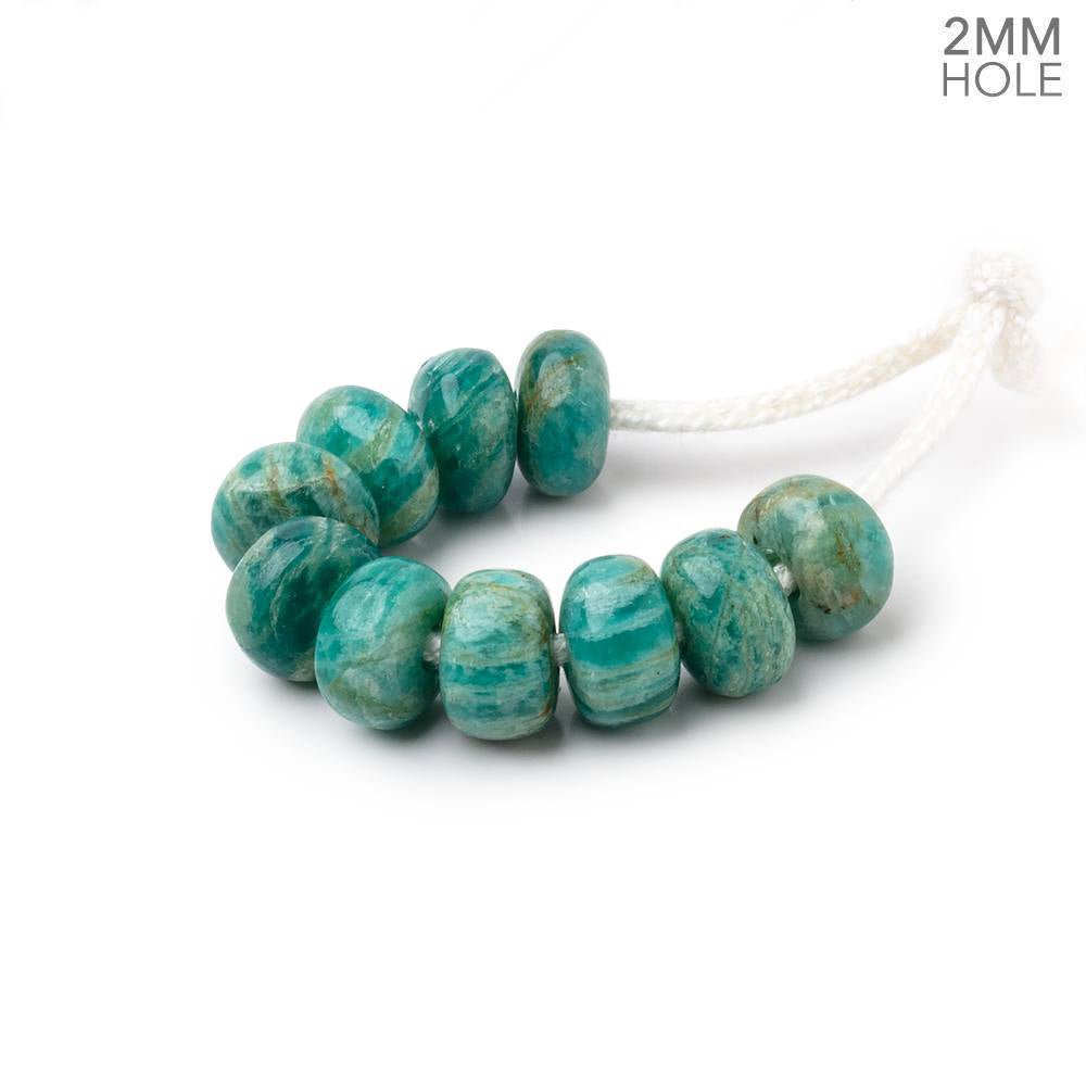 8mm Russian Amazonite 2mm Large Hole Plain Rondelle Set of 10 (ONLINE ORDER ONLY)