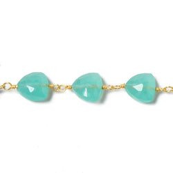 8mm Seaglass Blue Chalcedony triangle Gold plated Chain by the foot 22pcs (ONLINE ORDER ONLY)