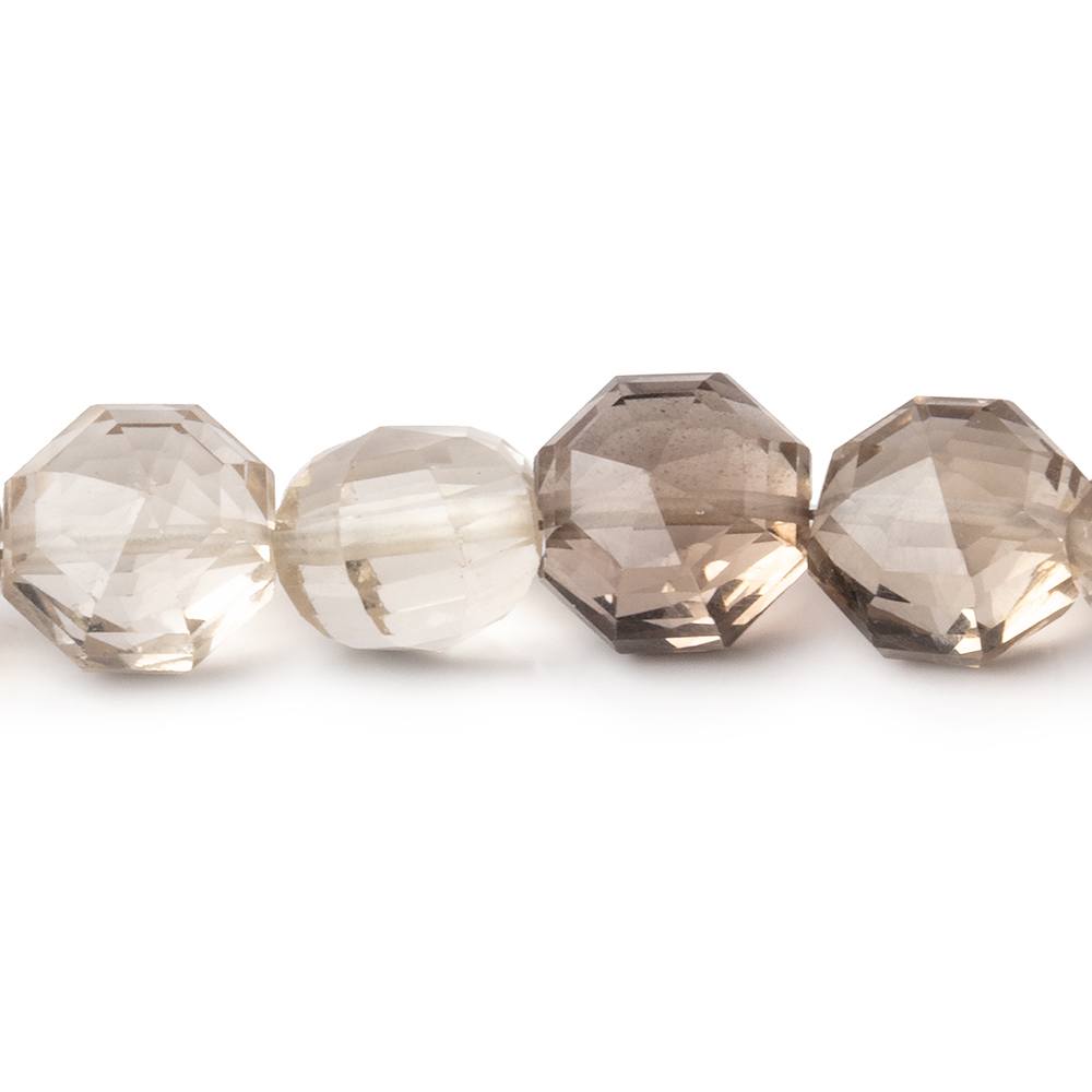 8mm Shaded Smoky Quartz Faceted Hexagon Beads 16 inch 51 pieces (ONLINE ORDER ONLY)