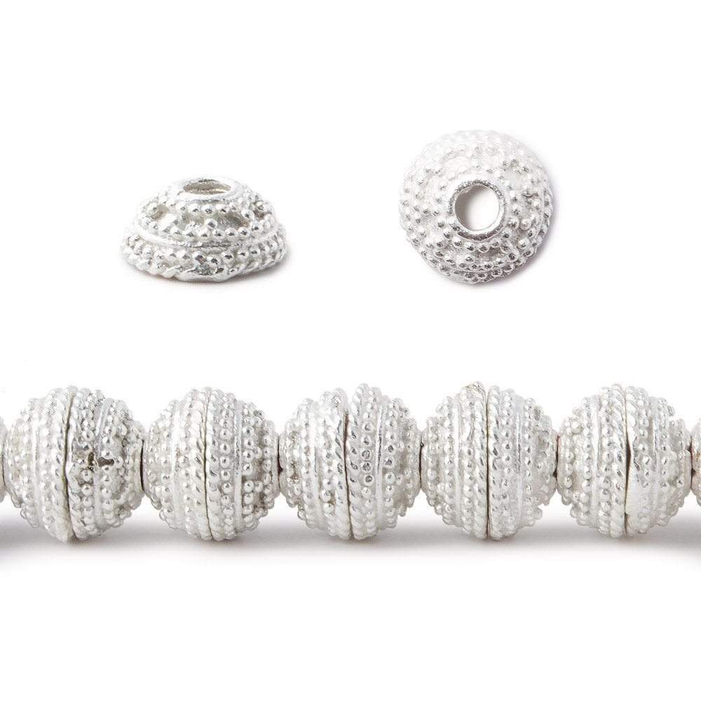 8mm Silver Plated Copper Bead Cap Concentric Miligrain 7.5 inch 56 pieces (ONLINE ORDER ONLY)