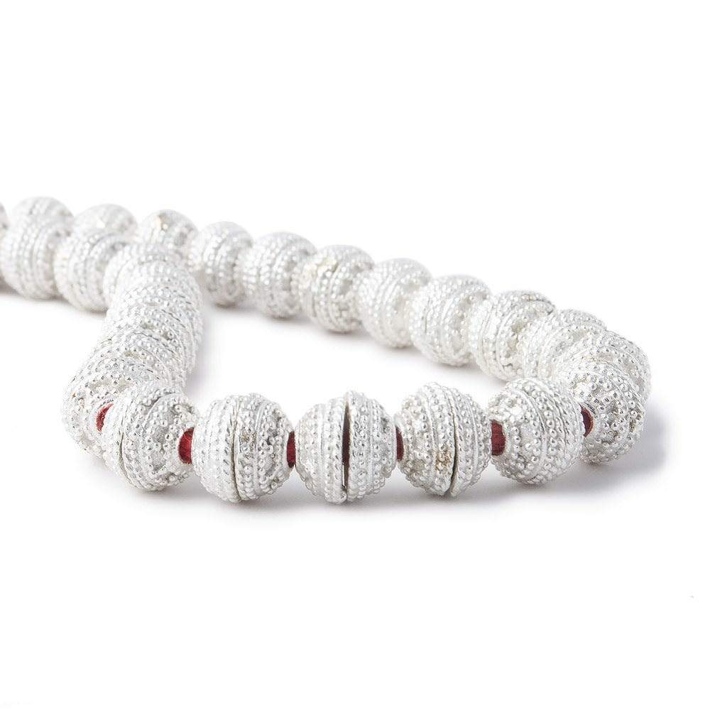 8mm Silver Plated Copper Bead Cap Concentric Miligrain 7.5 inch 56 pieces (ONLINE ORDER ONLY)