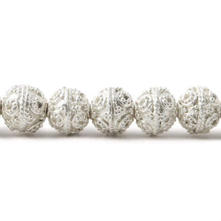 8mm Silver Plated Copper Round Bead Miligrain Circles 8 inch 27 pieces (ONLINE ORDER ONLY)