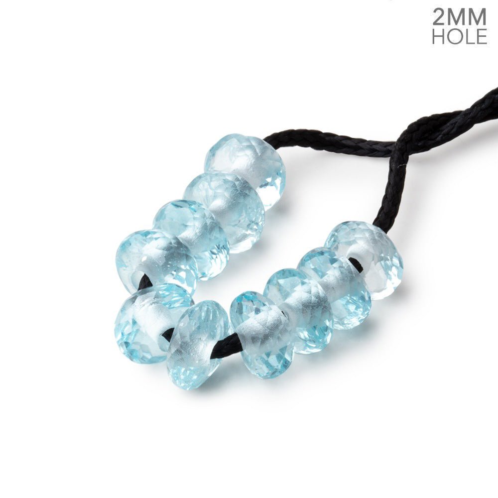 8mm Sky Blue Topaz 2mm Large Hole Faceted Rondelle Bead Set of 10 (ONLINE ORDER ONLY)