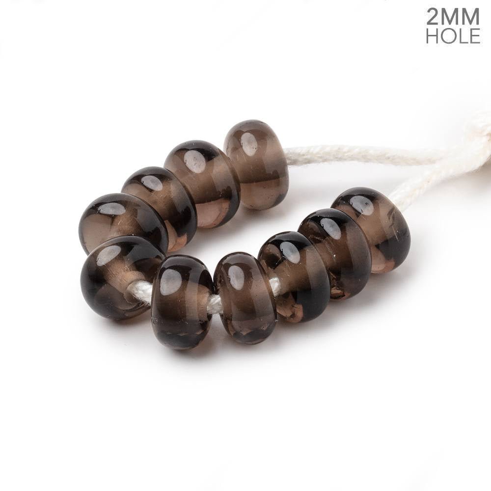 8mm Smoky Quartz 2mm Large Hole Plain Rondelle Set of 10 (ONLINE ORDER ONLY)