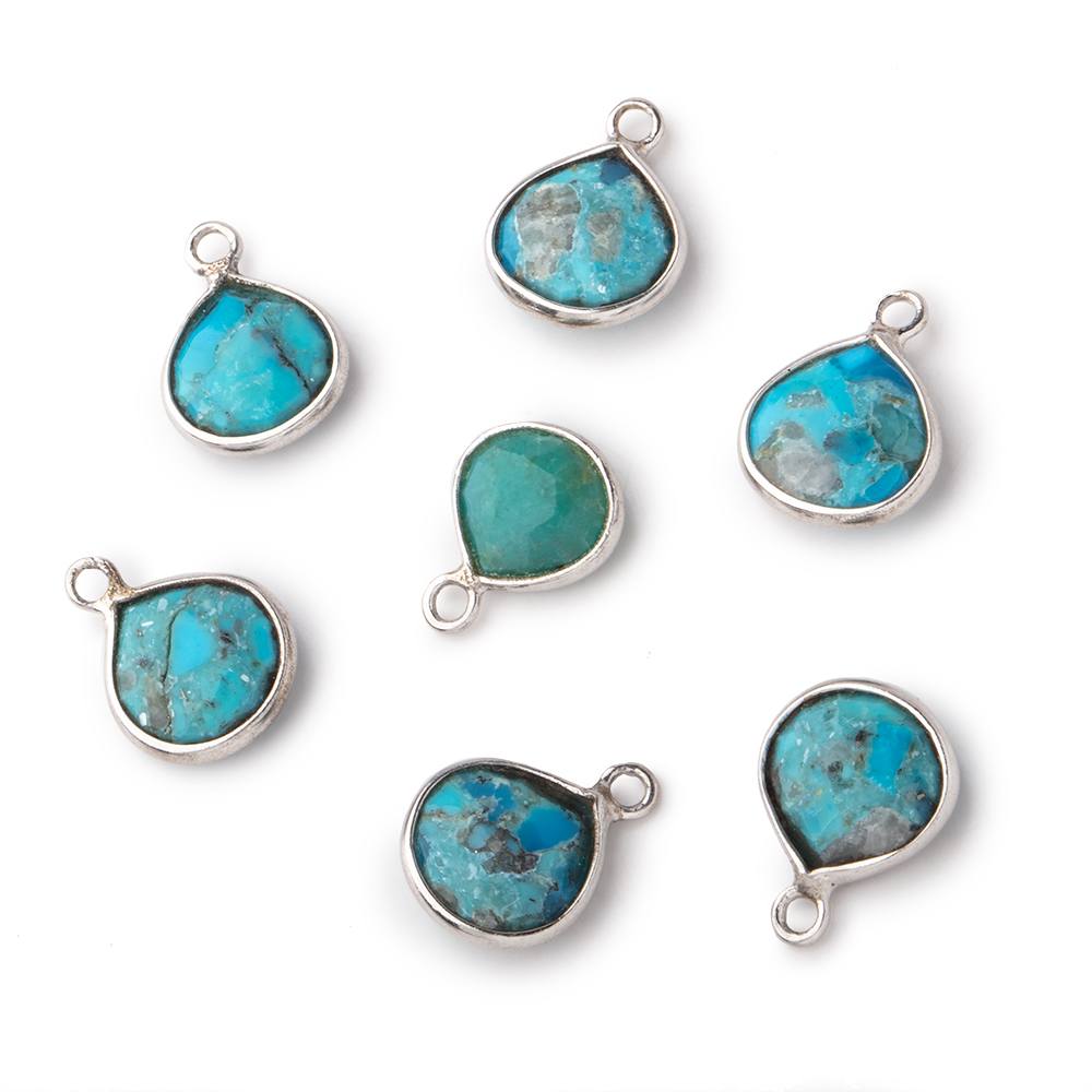 8mm Sterling Silver Bezel Turquoise Faceted Heart Pendant 1 Focal piece (ONLINE ORDER ONLY)