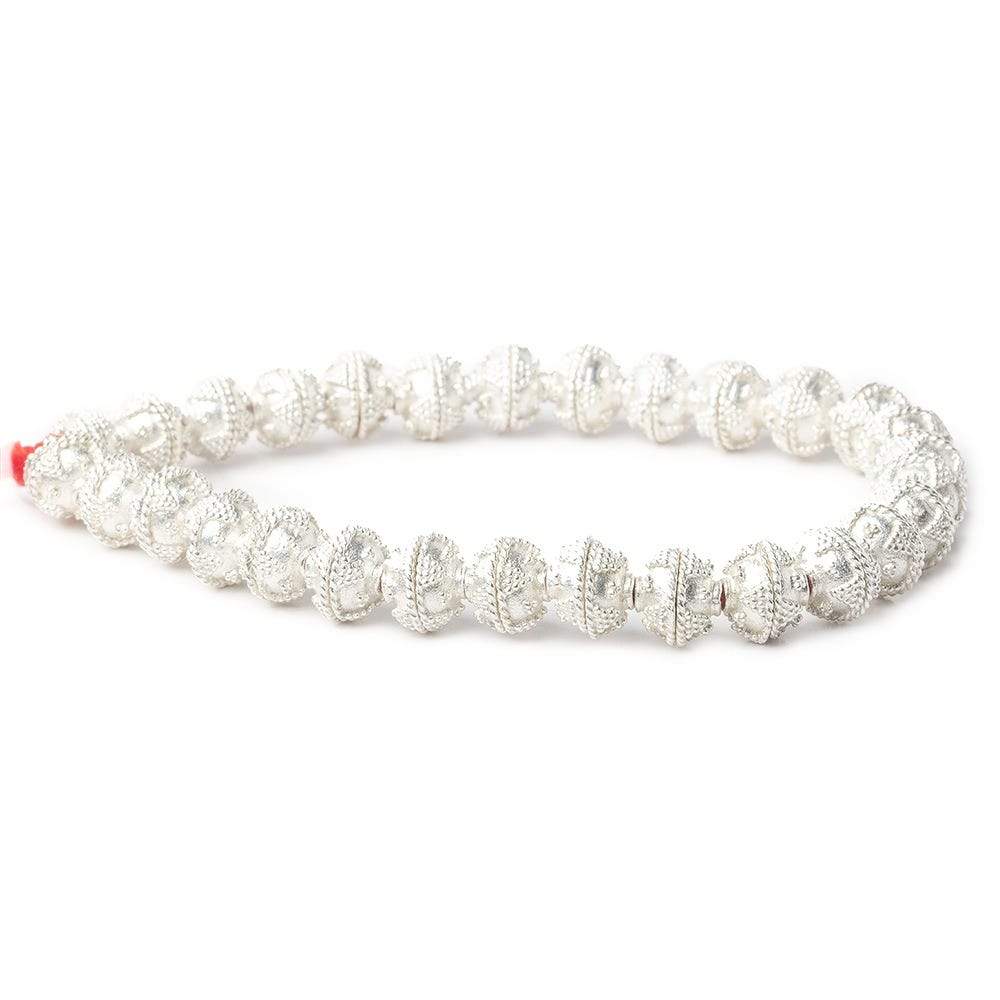 8mm Sterling Silver Plated Copper Bead Cap Roval Miligrain Triangles 8 inch 54 beads (ONLINE ORDER ONLY)