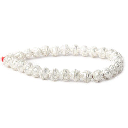 8mm Sterling Silver Plated Copper Bead Cap Roval Miligrain Triangles 8 inch 54 beads (ONLINE ORDER ONLY)