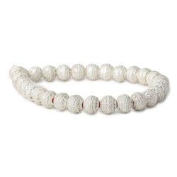 8mm Sterling Silver plated Copper Bead Round Miligrain Body 8 inch 28 pcs (ONLINE ORDER ONLY)