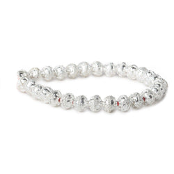 8mm Sterling Silver Plated Copper Bead Round Miligrain Triangles 8 inch 28 pcs (ONLINE ORDER ONLY)