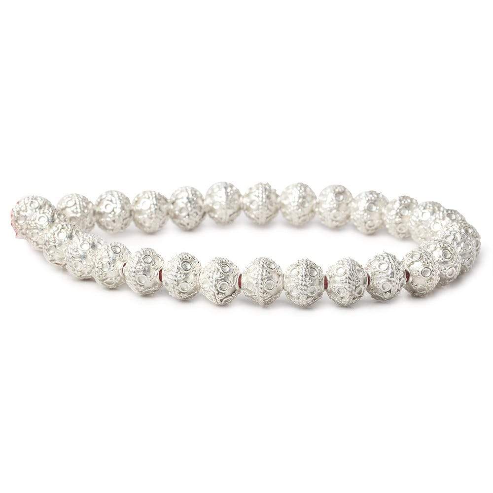 8mm Sterling Silver Plated Copper Bead Roval Persian Circle 8 inch 29 pcs (ONLINE ORDER ONLY)