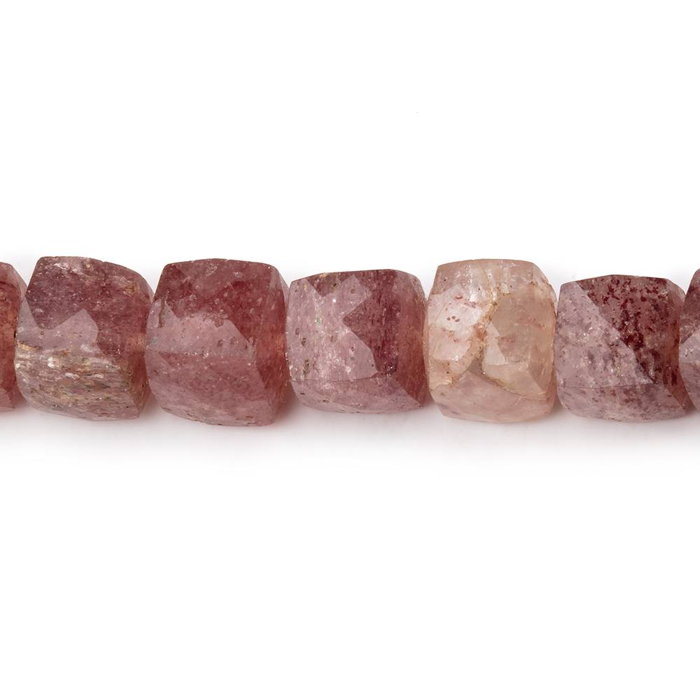 8mm Strawberry Quartz Faceted Cube Beads 8 inch 28 pieces (ONLINE ORDER ONLY)