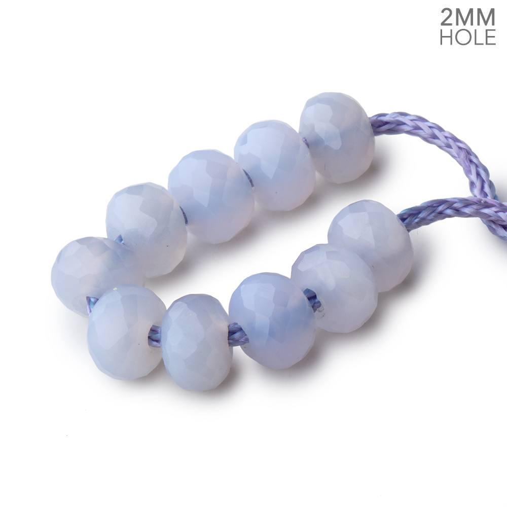 8mm Turkish Blue Chalcedony 2mm Large Hole Faceted Rondelle Set of 10 (ONLINE ORDER ONLY)