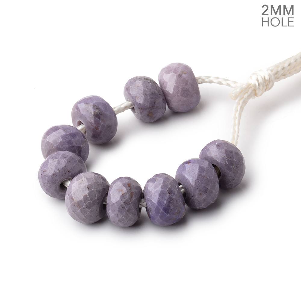 8mm Turkish Purple Jade 2mm Large Hole Faceted Rondelles Set of 10 Beads (ONLINE ORDER ONLY)