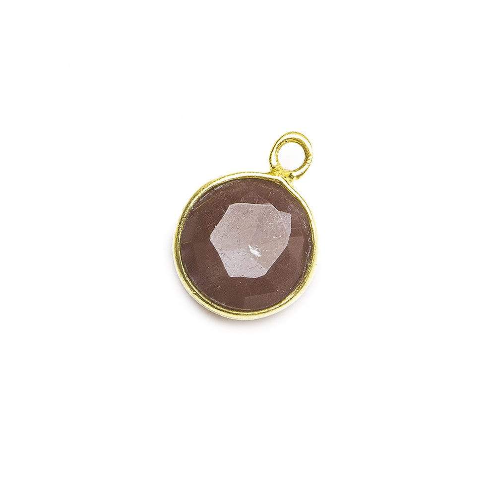 8mm Vermeil Bezel Chocolate Moonstone faceteed coin Pendant 1 piece (ONLINE ORDER ONLY)