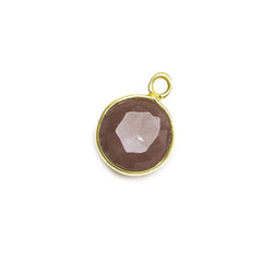 8mm Vermeil Bezel Chocolate Moonstone faceteed coin Pendant 1 piece (ONLINE ORDER ONLY)